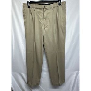 Dockers Mens Khaki Relaxed Fit Pleated Casual Dress Pants W34 L32